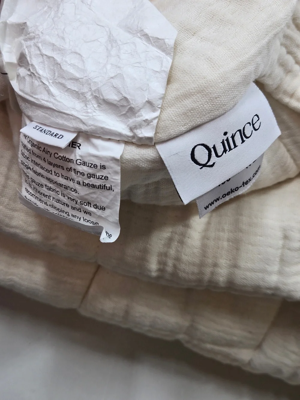 QUINCE Organic Cotton Gauze Box Quilt Set Full/Queen Ivory 9784